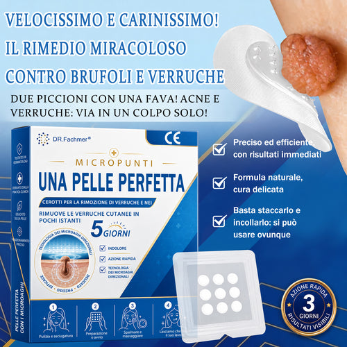 ✅ DR.Fachmen® Cerotto 2-in-1 con Microaghi e Idrocolloide | Per Brufoli, Verruche Piane ed Escrescenze Cutanee | Aiuta a Ridurre Rughe, Cicatrici e Imperfezioni | Invisibile su Viso e Corpo