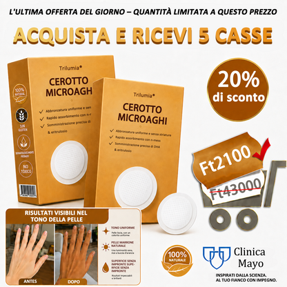 🤎 Fino all’85% di sconto sul Cerotto Abbronzante SunFree Trilumia® Bronzo dorato senza raggi UV ✨ Glow naturale fino a 14 giorni