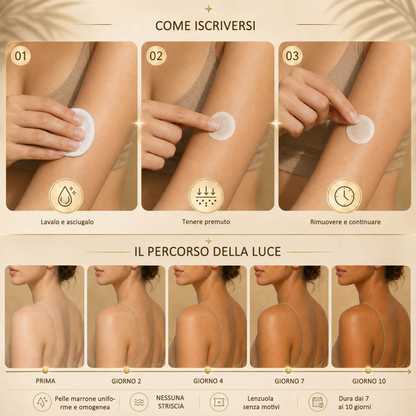 🤎 Fino all’85% di sconto sul Cerotto Abbronzante SunFree Trilumia® Bronzo dorato senza raggi UV ✨ Glow naturale fino a 14 giorni